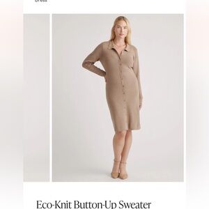 Quince Eco-Knit Button-Up Sweater Dress